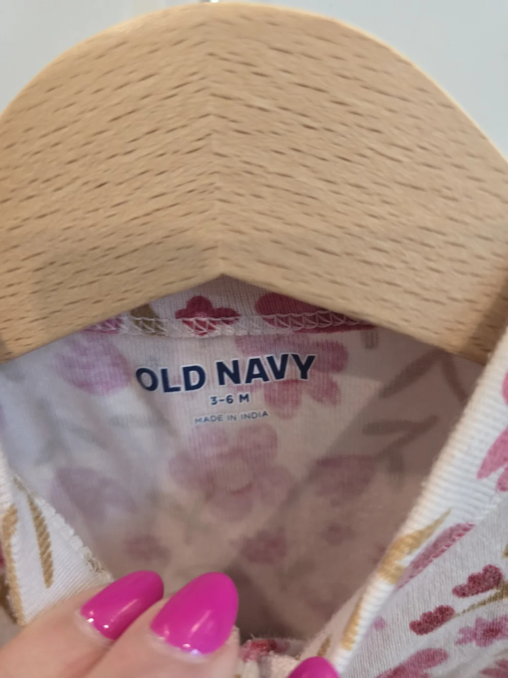 Old Navy Pink and Cream Floral Zip One-Piece Footie